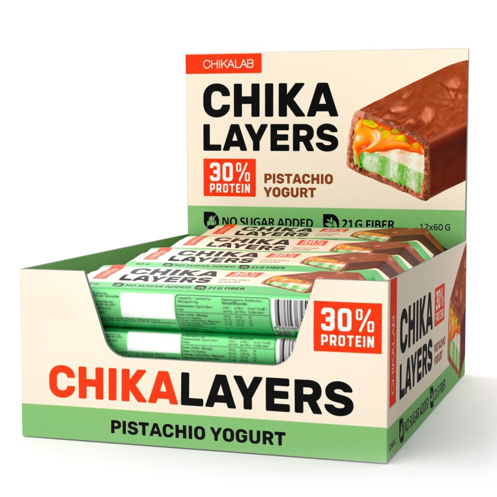 Протеиновый батончик Chikalab – Chika Layers - Pistachio Yogurt (12 шт) - преимущества