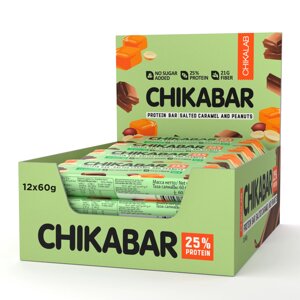 Протеиновый батончик Chikalab – Chikabar - Арахис с карамельной начинкой (12 шт.)