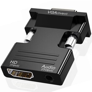 1080P переходник HDMI-VGA для мужчин и женщин, аудиокабель, конвертер для ноутбука, телевизора, Коробка, Проектор, ноутб