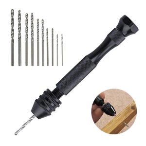 11Pcs Precision Pin Vise Micro Mini Hand Twist Дрель Bits Set for Metal Wood Jewelry Delicate DIY