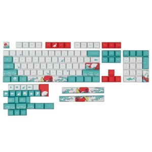 128 клавиш Coral Sea Keycap Set XDA Profile PBT Sublimation Keycaps for DIY Механический Клавиатуры