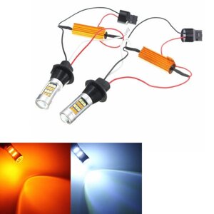 12V 20W 1000LM Dual Color 7440 2835 LED лампы для дневных ходовых огней, указатель поворота