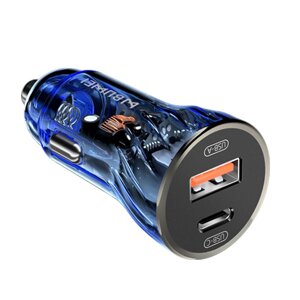 12V-24V Dual USB Transpарent Авто Зарядное устройство 30 Вт PD + QC4.0 Super Fast Chарge для Apple Huawei Xiaomi Oppo Vi