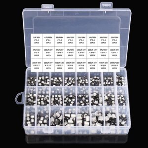 1UF~1000UF 6.3V-50V 400Pcs 24Value SMD Алюминиевые электролитические конденсаторы Ассортимент Набор