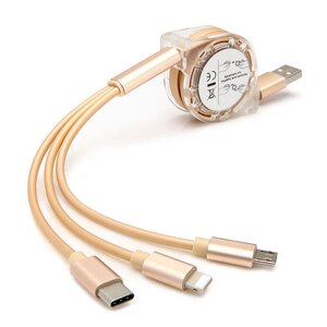 2.4A USB-A - Тип-C/iP/Android Кабель для быстрой зарядки Медь Core Line 1M Long для iPhone 13 14 14Pro 14 Pro Max для Hu