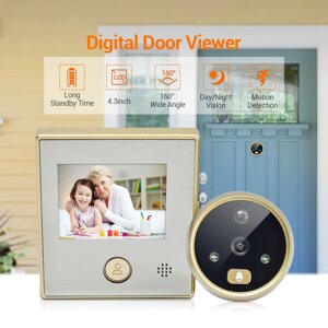 2,8-дюймовый цифровой глазок с цветным экраном Smart Video Doorbell Door камера с широкоугольным 160 ° обнаружением движ