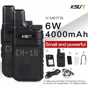 2 шт. KSUN X-M6 6 Вт портативный Walkie Talkie мини двухсторонний Радио UHF 400-480 МГц PMR 446 приемопередатчик внутрен