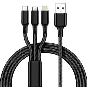 2A USB-A–Type-C/Micro/iP-кабель для быстрой зарядки Nylon Плетеный сердечник длиной 1,2 м для iPhone14 Pro для Huawei P5