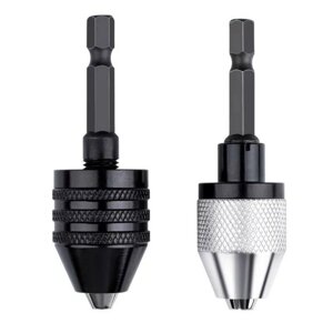 2PC Hex Shank-Black and White Keyless Дрель Адаптер патрона для легкой замены насадок, доступный в электрической шлифова