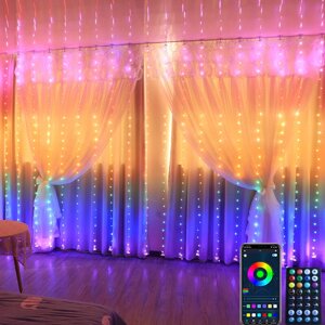 3 м * 3 м Smart Curtain Lightt Garland USB Bluetooth Дистанционный Festoon Лампа Led Window Fairy Light для дома, спальн