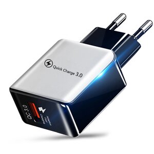 3A 18 Вт 1-портовое зарядное устройство USB 18 Вт QC3.0 Адаптер настенного зарядного устройства с быстрой зарядкой Вилка