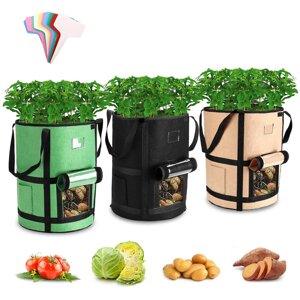 3 шт. Grow Сумки Potato Heavy Duty Non-Woven Faric Растение Pot Container Растениеer