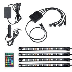 4PCS 9LED RGB полосные огни подсветки Управление дистанционным управлением Декоративный полоса атмосферы внутренняя ламп