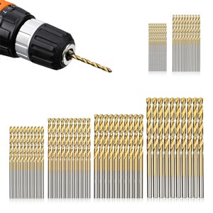 60pcs 1/1.5/2/2.5/3/3.5mm HSS Титановое покрытие Twist Дрель Bit Set Tools