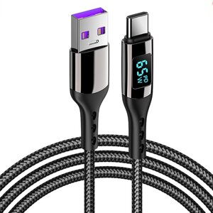 65 Вт USB-A–Тип-C Кабель для быстрой зарядки и передачи данных Луженый Медь Core Line 1M/длина 2 м для Huawei Mate50 для