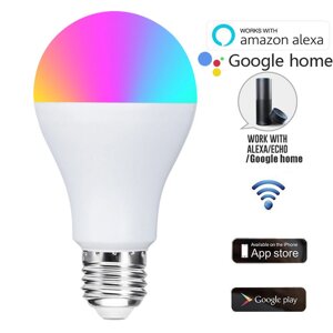 9 Вт CCT+RGB Wifi Умная лампочка E26 E27 Голосовое управление работает с Alexa Google Assistant