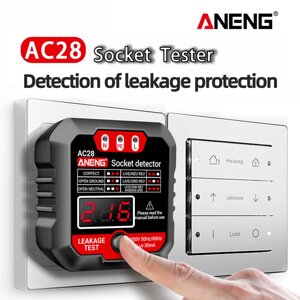 ANENG AC28 Digital Дисплей Разъем Тестер UK US EU Plug Полярность Фазовый детектор Pheck Тест напряжения Многофункционал