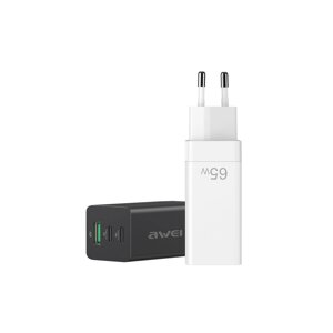 Awei PD9 EU 3-Ports 65W GaN Quick Fast Charge Power Adapter для мобильного телефона Компьютер