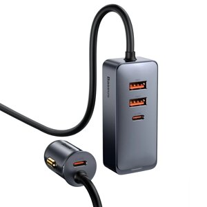 Baseus 120 Вт 4 порта 2 USB + 2 Type-C Авто Зарядное устройство PPS PD QC3.0 FCP AFC Быстрая зарядка Кабель длиной 1,5 м