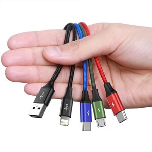 Baseus 3-в-1/4-в-1 3.5A USB-A на iP/Micro/Type-C Кабель для быстрой зарядки и передачи данных Медь Core Line 0.3M/1.2M L