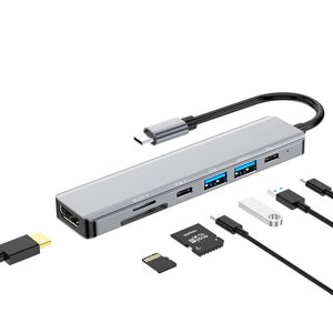 Basix 7-in-1 Тип-C Док-станция Адаптер-разветвитель концентратора USB-C с USB3.0*2 Данные USB-C PD87W USB-C 4K@30Hz HDMI