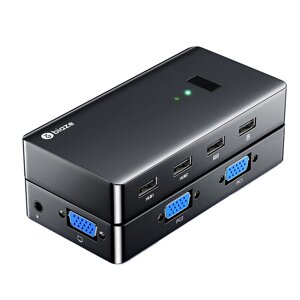 Biaze VGA KVM-переключатель 2 в 1 из 1920 * 1440 Switcher с 4 USB-портами для портативных ПК Проектор Монитор Принтер 1