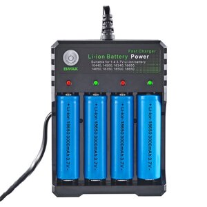 BMAX 4 слота 18650/14500/16650/16340 Li-ion Батарея Зарядное устройство EU Plug AC Plug Портативное зарядное устройство