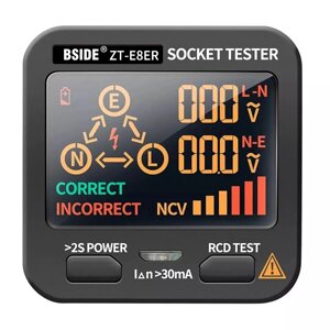 BSIDE ZT-E8 LCD Разъем тестер цветной экран тестер напряжения на розетке автоматическая электрическая цепь полярность на