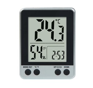 Цифровой электронный измеритель температуры и влажности с ЖК-дисплеем Термометр Сигнализация гигрометра Часы 12/24 часа