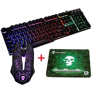 Colorful Подсветка USB Wired Gaming Клавиатура 2400DPI LED Gaming Мышь Combo с Мышь Pad