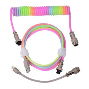 CYS 3 м Механический Клавиатура Кабель RGB Colorful Спиральная пружина из термопластичного эластомера Проводной с USB-ка