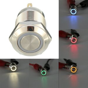 DC 12V 12mm 4-контактный импульсный выключатель Led Light Metal Push Button Водонепроницаемы Switch