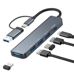 Док-станция Pobod 5-in-1 Type-C с USB2.0 * 3 USB3.0 PD100W USB-C Multiports USB-концентраторы Разветвитель для телефона,