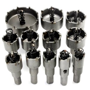 Drillpro 12pcs 15mm-50mm Отрезной пила Alloy Drill Bit Set for Wood Metal Cutting