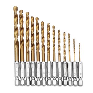 Drillpro DB-T2 13pcs 1.5-6.5mm HSS Titanium Coated 1/4 Inch Hex Shank Twist Дрель Bit Set