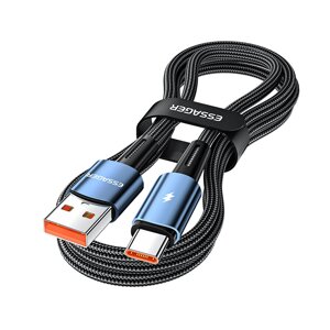 ЭССАГЕР 120 Вт, USB-A - Тип-C, кабель для быстрой зарядки и передачи данных, луженый, Медь, основная линия, длина 1M/2 м