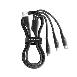 ЭССАГЕР ES-X37 3A USB-A - Type-C/iP/микро USB Кабель для быстрой зарядки и передачи данных, луженый Медь Core Line, длин