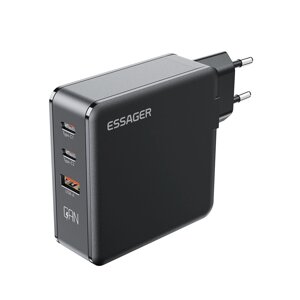 [Gan tech] essager 3-портовое зарядное устройство USB PD, 140 вт, два порта USB-C+USB-A QC2.0/3.0/4.0 PD2.0/3.0/3.1 FCP