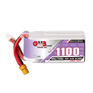 Gaoneng GNB 15.2V 1100mAh 60C 4S LiPo Батарея XT30 / XT60 Разъем для FPV Racing Дрон