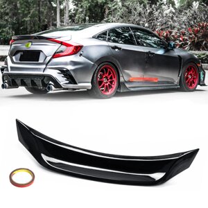 Highkick Duckbill Trunk Авто Wing Глянцевый черный спойлер для 16-19 Honda Civic Sedan V3