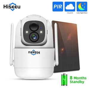 Hiseeu 1080P Облако AI WiFi Видеонаблюдение камера Перезаряжаемый Батарея с панелью Солнечная На открытом воздухе Беспро