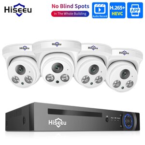 Hiseeu 3MP/5MP Dome CCTV видеонаблюдение безопасность внешний IP POE камера система Набор набор наружный домашний монито