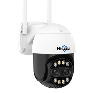 Hiseeu 4MP + 4MP Dual Объектив Wifi PTZ IP камера 2,8 + 12 мм 8X Zoom CCTV Видеонаблюдение камера Цвет ночного видения A