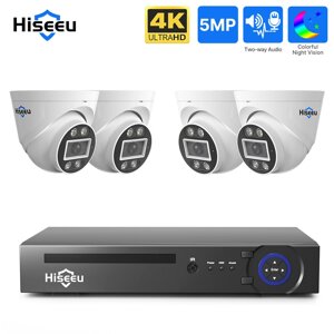 Hiseeu PK-4HC715 PK-4HC718 5MP/8MP 4K PoE IP камера H. 265+ Dome ONVIF Двусторонняя аудиозапись Распознавание лиц Полноцв