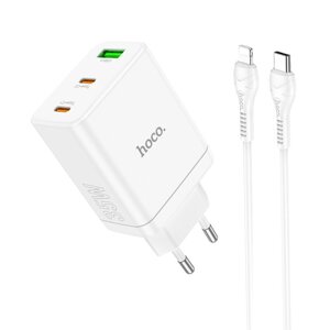 HOCO N33 PD35W 3-портовое зарядное устройство USB PD Dual Тип-C + USB-A PD QC3.0 Адаптер для настенного зарядного устрой