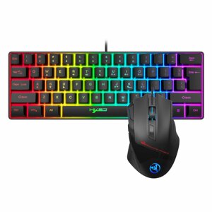 HXSJ V700 + S600 Клавиатура и Мышь Комбинированный USB-проводной 61 ключ RGB Gaming Клавиатура 7200DPI Gaming Мышь для н