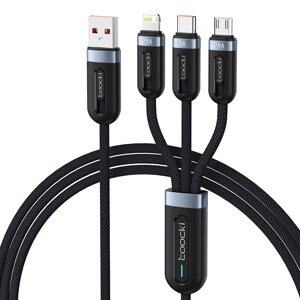 Кабель Туки TQ-X18 6A 66 Вт от USB-A до Type-C/Micro/iP для быстрой зарядки и передачи данных, луженый Медь Core Line, д