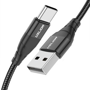 Кабель УСЛИОН 3A от USB-A до Тип-C QC3.0/2.0 FCP AFC для быстрой зарядки и передачи данных Медь Core Line 1M/2M Long для