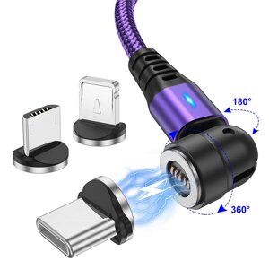 Кабель УСЛИОН 5A USB-A к IP/микро/Type-C для быстрой зарядки и передачи данных Медь Core Line 1M/2M Long для iPhone 12 1