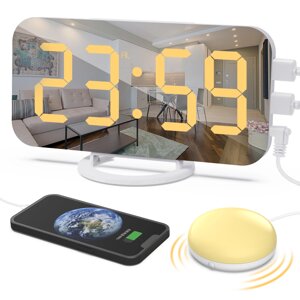 LDE Mirror Alarm Часы USB Аккумуляторная функция повтора Яркость регулируется с вибрационным ночным светом